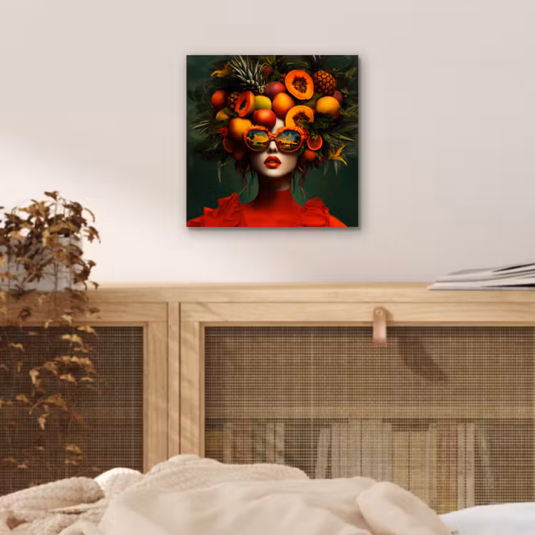 Vrouw - Vruchten - Papaja - Ananas aluminium wit klein -sfeer3