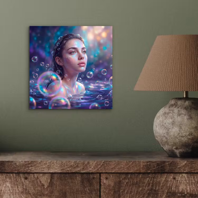 Vrouw - Water - Portret - Kleurrijk - Modern aluminium wit klein -sfeer2