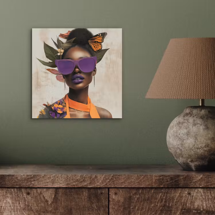 Vrouw - Zonnebril - Vlinder - Bloemen aluminium wit klein -sfeer2