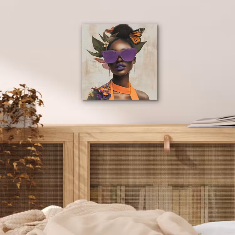 Vrouw - Zonnebril - Vlinder - Bloemen aluminium wit klein -sfeer3