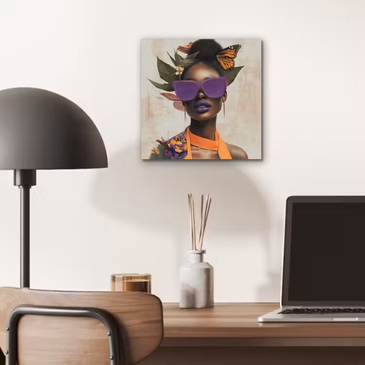 Vrouw - Zonnebril - Vlinder - Bloemen aluminium wit klein -sfeer5