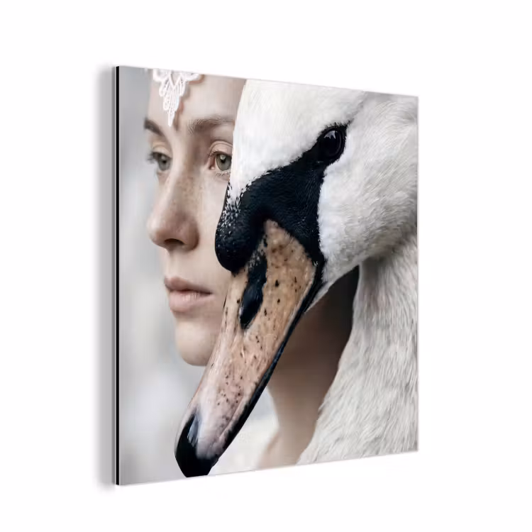 Vrouw - Zwaan - Wit aluminium wit klein -3d