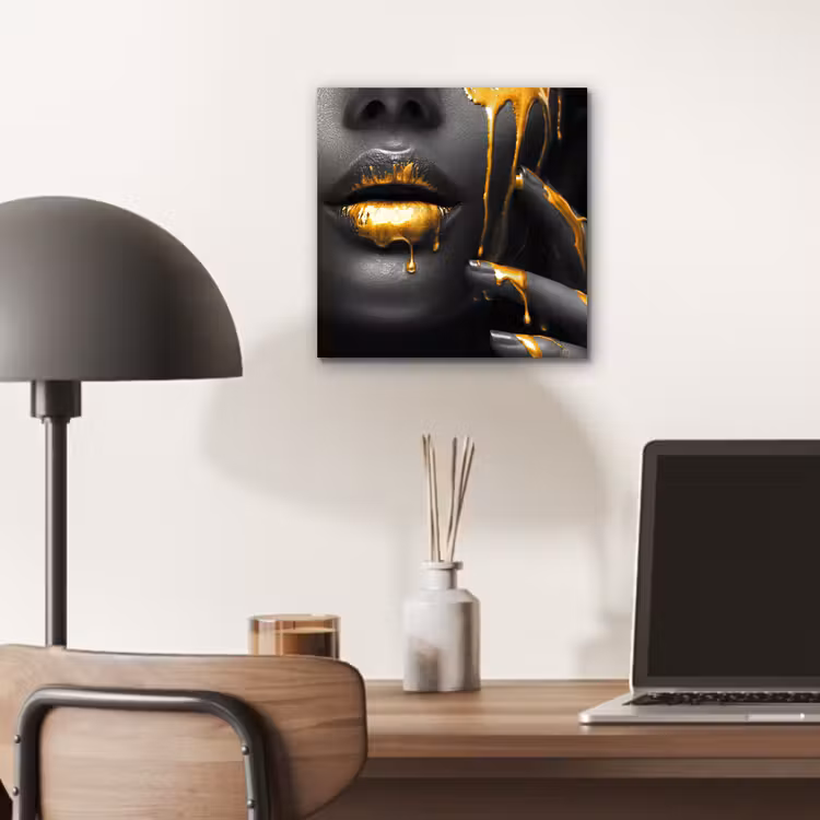 Vrouw - Zwart - Goud - Gezicht - Lippen aluminium wit klein -sfeer5