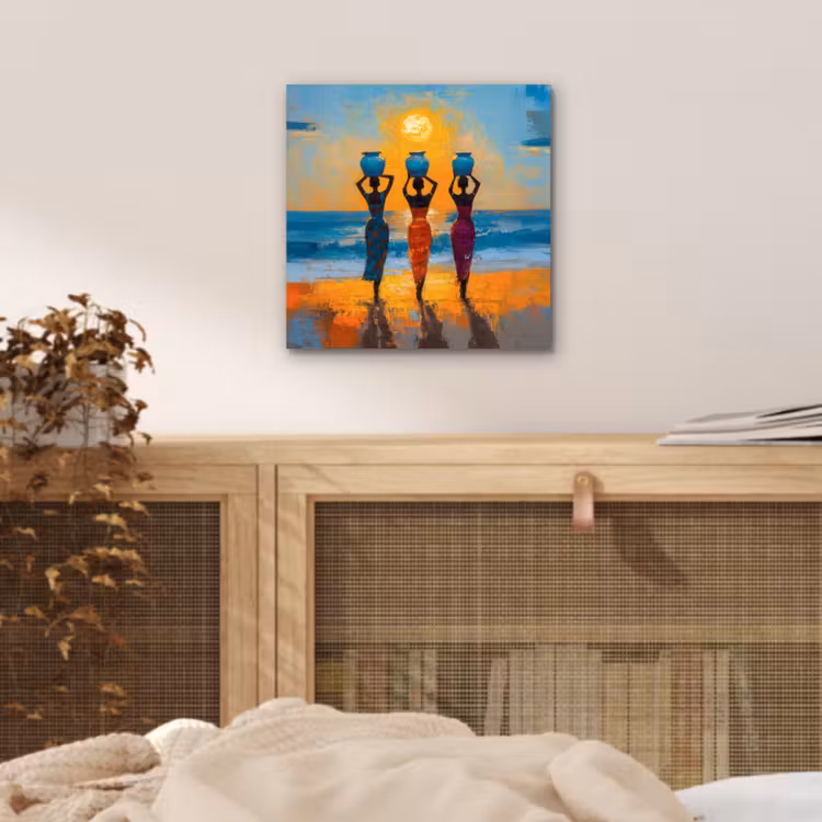Vrouwen - Strand - Zondsondergang aluminium wit klein -sfeer3