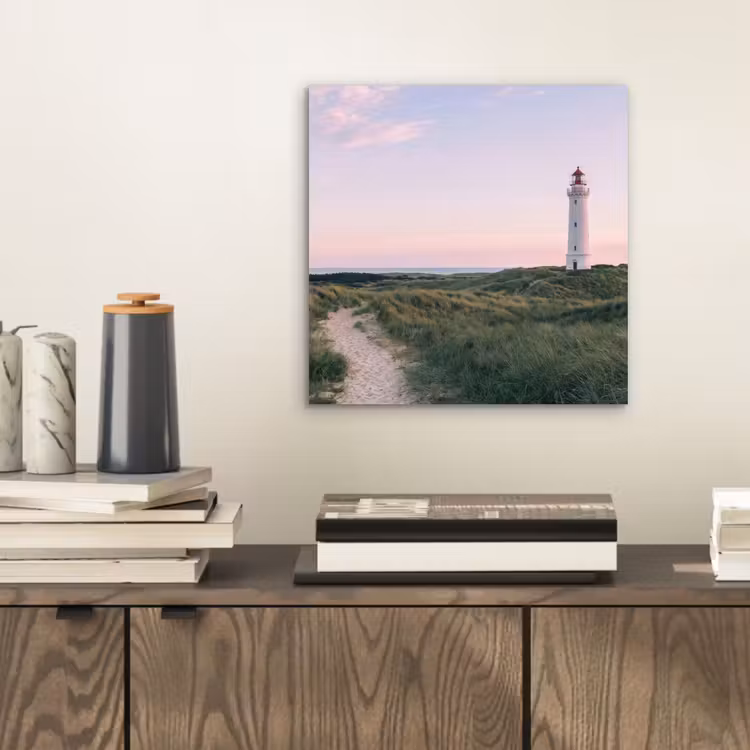 Vuurtoren - Duinlandschap - Zee aluminium wit klein -sfeer1