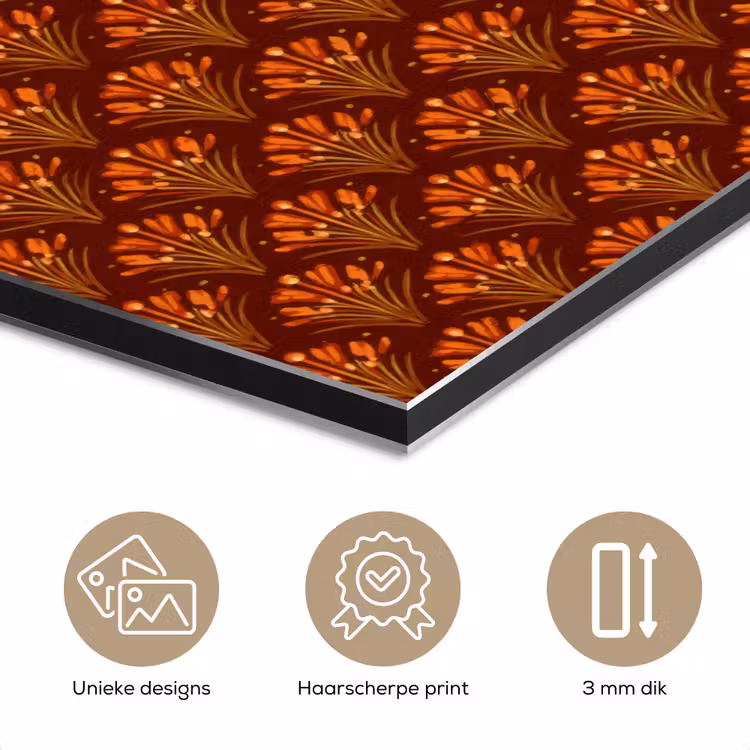 Waaiers - Art Deco - Botanisch - Roestbruin - Oranje aluminium wit klein 46 -closeup_NL
