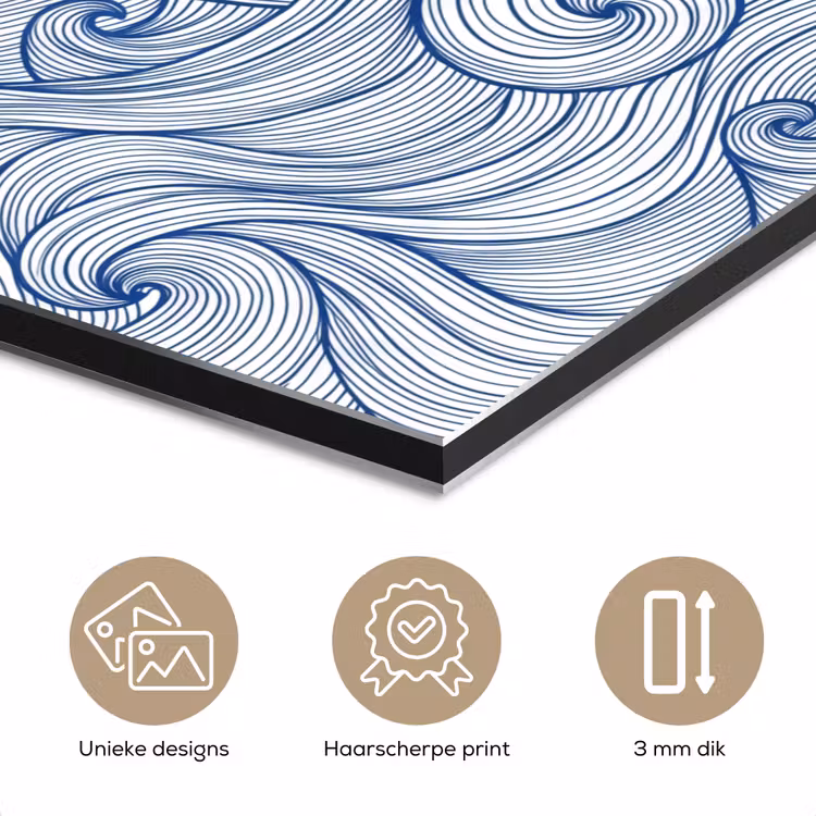 Walvis - Staart - Golven - Lijntekening - Blauw aluminium wit klein -closeup_NL