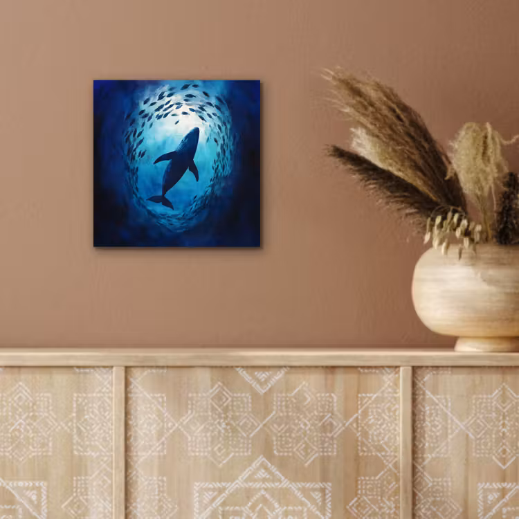 Walvis - Vissen - Donkerblauw aluminium wit klein -sfeer4
