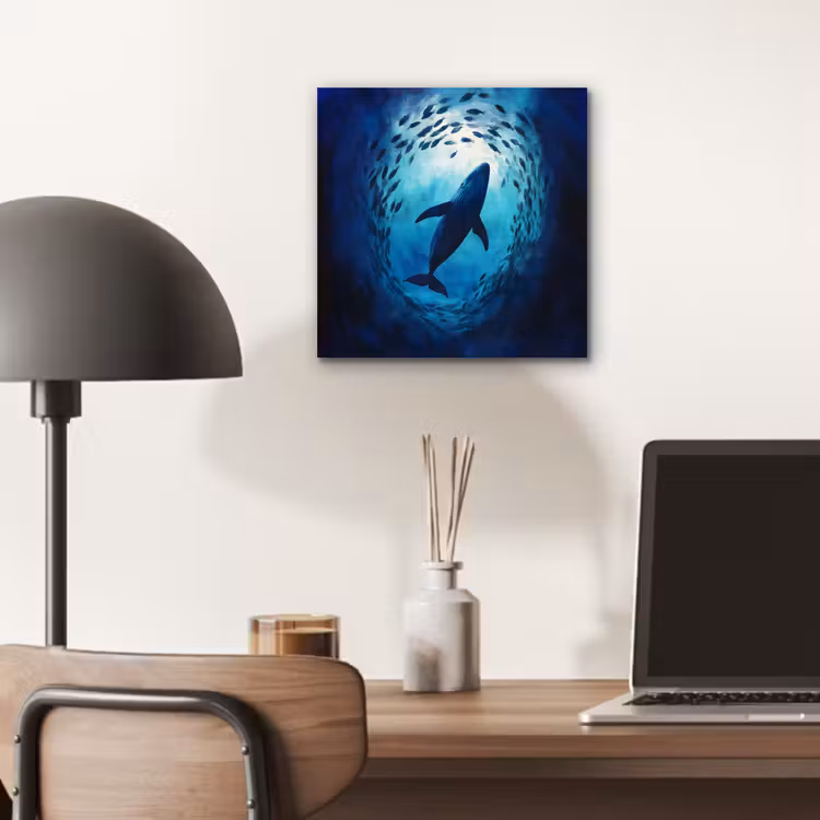 Walvis - Vissen - Donkerblauw aluminium wit klein -sfeer5