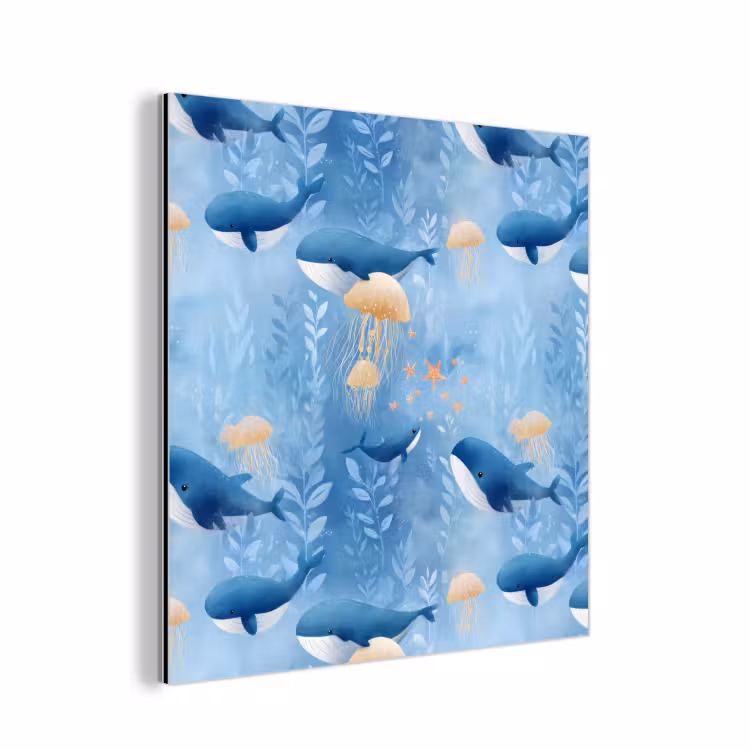 Walvissen - Oceaan - Blauw aluminium wit klein 46 -3d