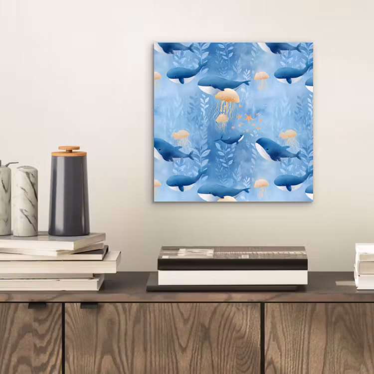 Walvissen - Oceaan - Blauw aluminium wit klein 46 -sfeer1