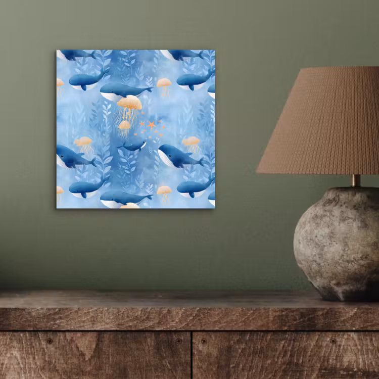 Walvissen - Oceaan - Blauw aluminium wit klein 46 -sfeer2