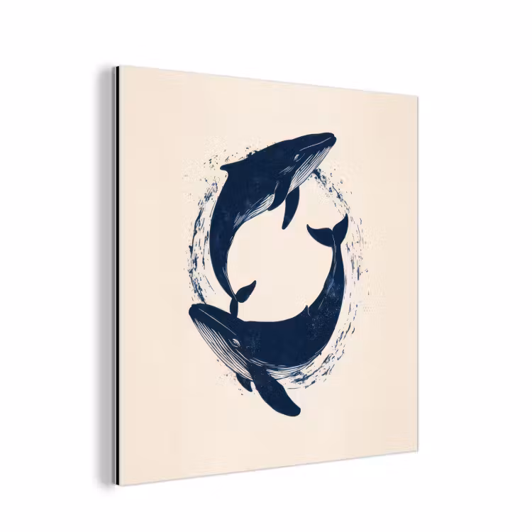 Walvissen - Spetters - Cirkel - Donkerblauw aluminium wit klein -3d