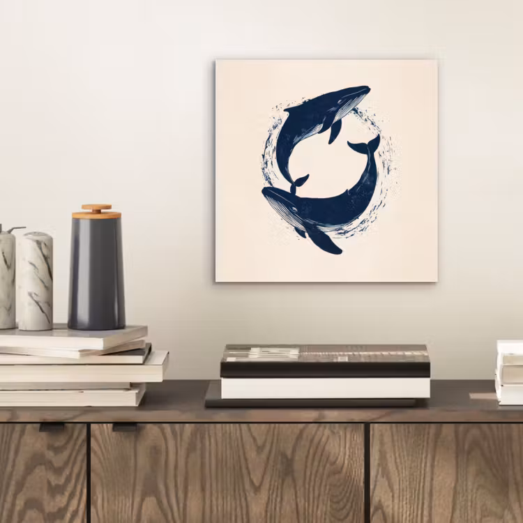 Walvissen - Spetters - Cirkel - Donkerblauw aluminium wit klein -sfeer1