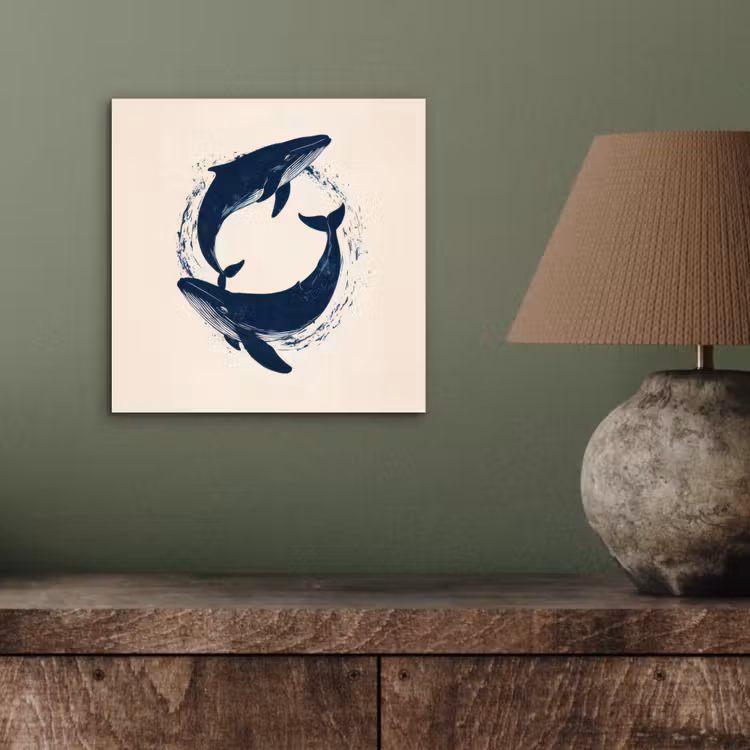 Walvissen - Spetters - Cirkel - Donkerblauw aluminium wit klein -sfeer2