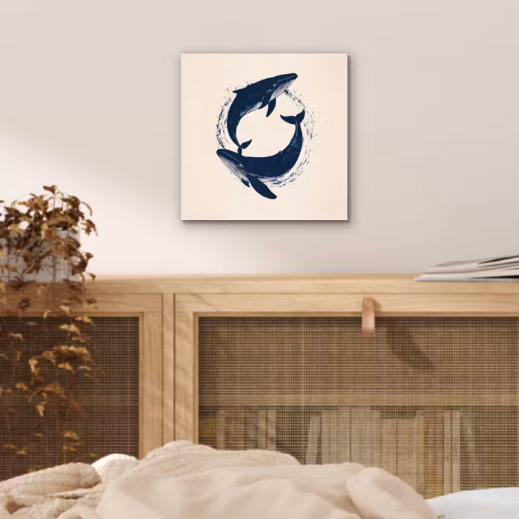 Walvissen - Spetters - Cirkel - Donkerblauw aluminium wit klein -sfeer3