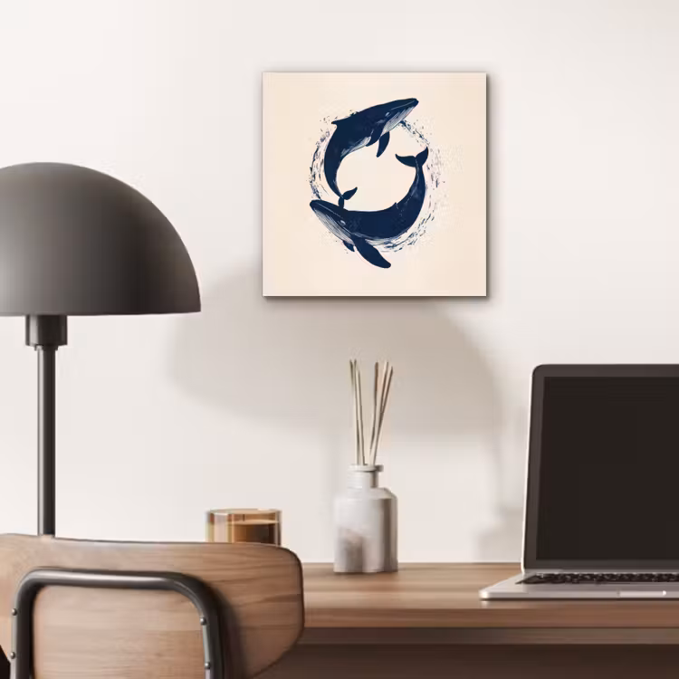 Walvissen - Spetters - Cirkel - Donkerblauw aluminium wit klein -sfeer5