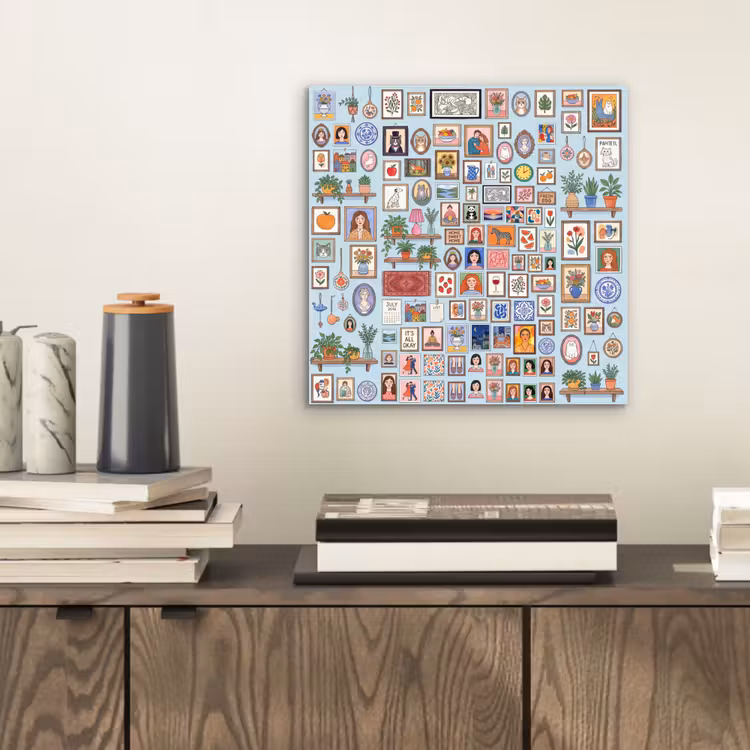 Wanddecoratie - Collectie - Huis - Illustratief - Kleurrijk aluminium wit klein -sfeer1