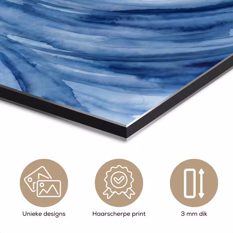 Water - Beweging - Natuur - Modern - Blauw aluminium wit klein -closeup_NL