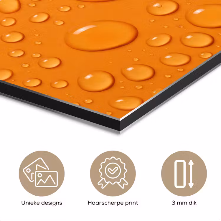 Water - Druppels - Oranje aluminium wit klein -closeup_NL