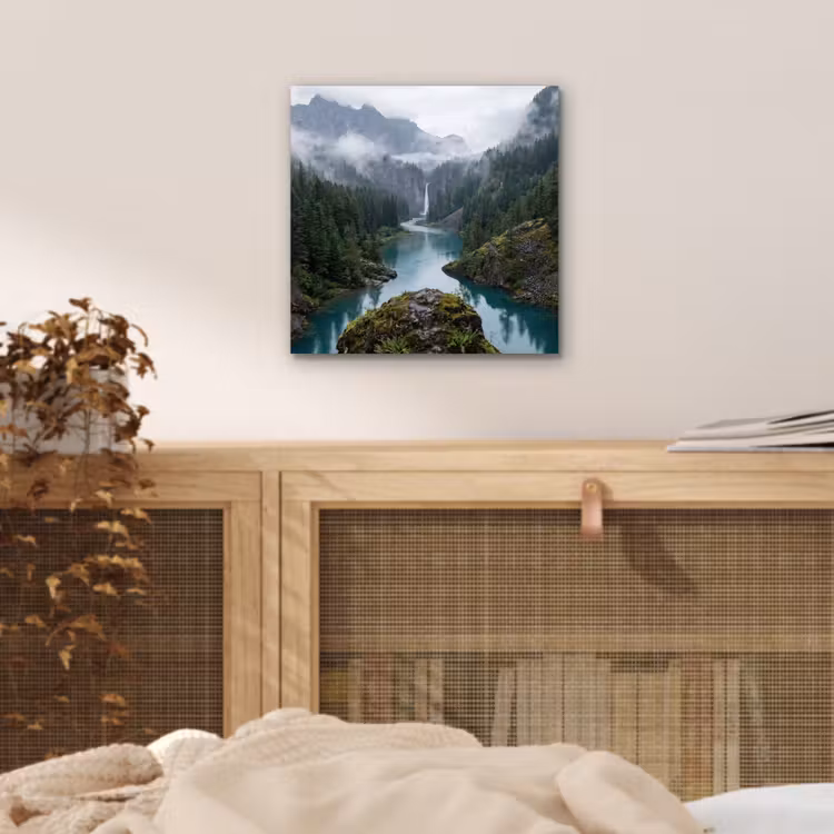 Waterval - Bomen - Bergen aluminium wit klein -sfeer3