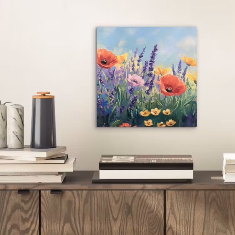 Weide - Bloemen - Kleurrijk aluminium wit klein -sfeer1