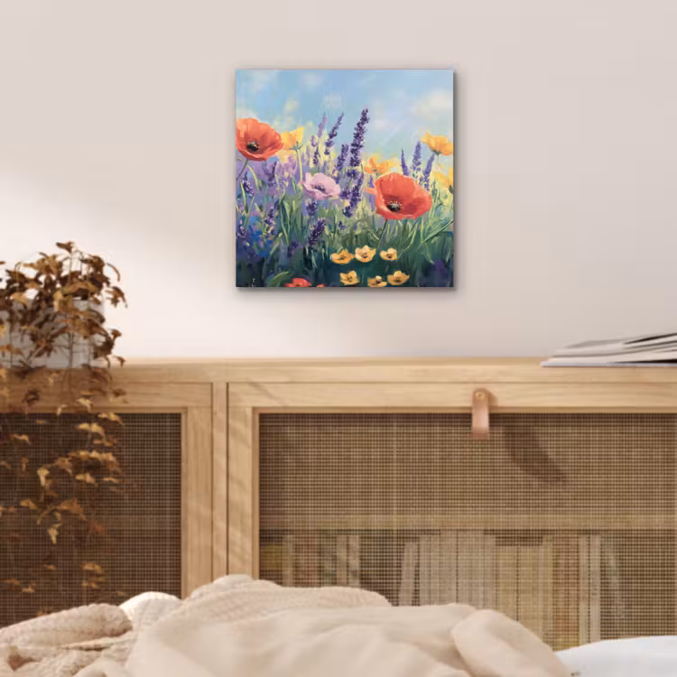 Weide - Bloemen - Kleurrijk aluminium wit klein -sfeer3