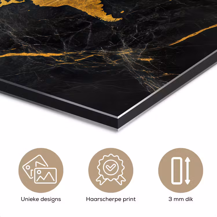 Wereldkaart - Goud - Marmer aluminium wit klein -closeup_NL