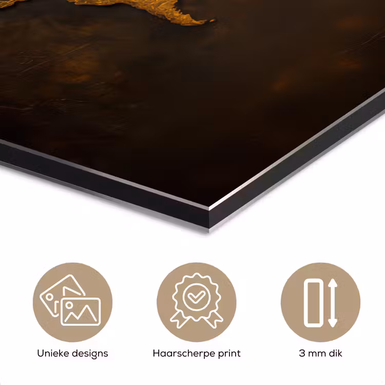 Wereldkaart - Goud - Roest aluminium wit klein -closeup_NL