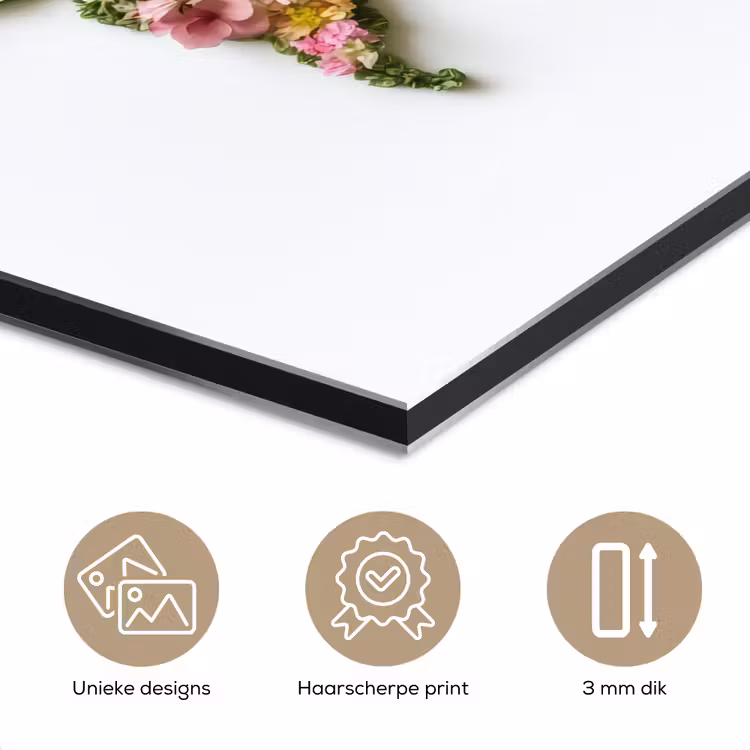 Wereldkaart - Kleurrijk - Bloemen - Lente aluminium wit klein -closeup_NL