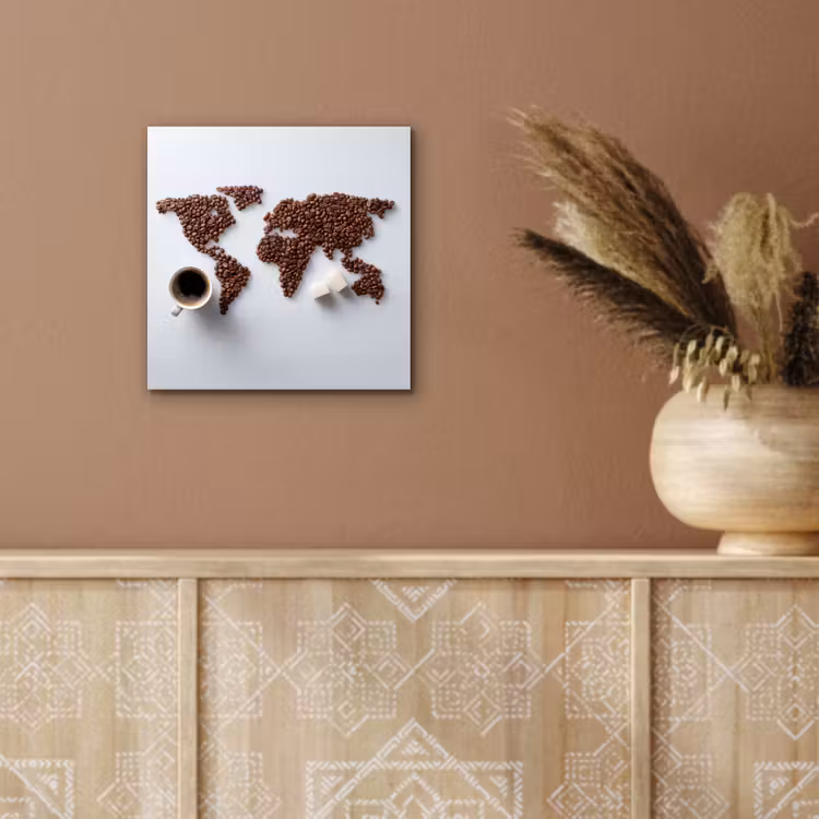 Wereldkaart - Koffiebonen - Suikerklontjes aluminium wit klein -sfeer4