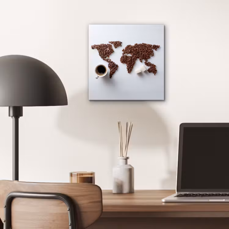 Wereldkaart - Koffiebonen - Suikerklontjes aluminium wit klein -sfeer5