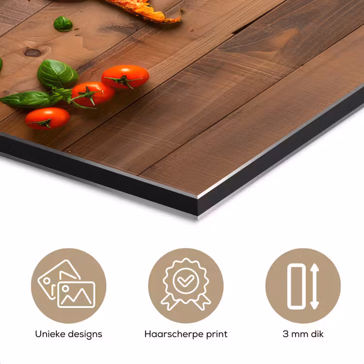 Wereldkaart - Pizza - Houten ondergrond aluminium wit klein -closeup_NL