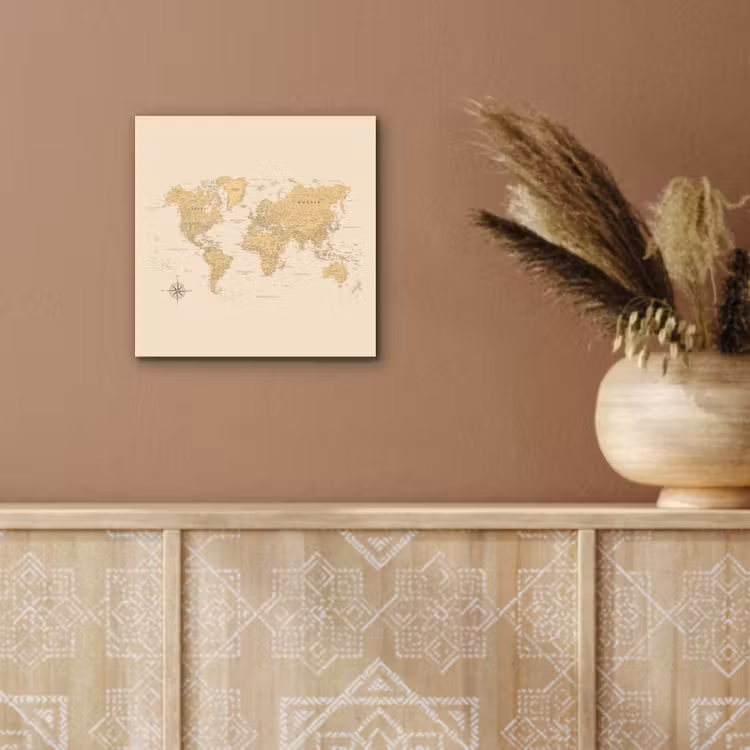 Wereldkaart - Realistisch - Beige aluminium wit klein -sfeer4