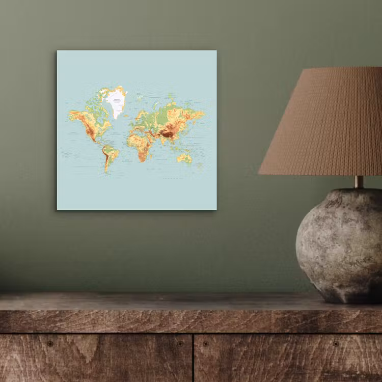 Wereldkaart - Realistisch - Blauw aluminium wit klein -sfeer2