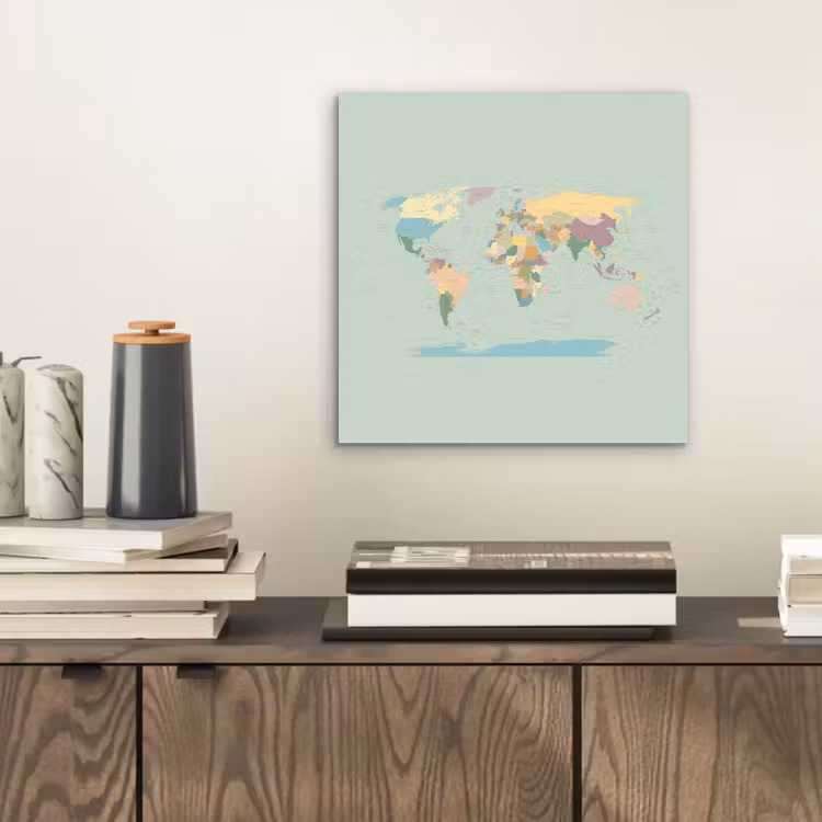 Wereldkaart - Realistisch - Kaart aluminium wit klein -sfeer1