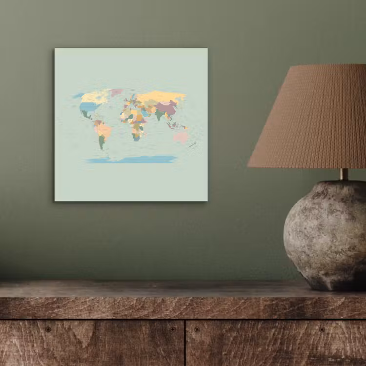 Wereldkaart - Realistisch - Kaart aluminium wit klein -sfeer2
