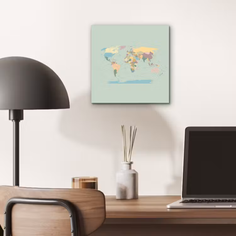 Wereldkaart - Realistisch - Kaart aluminium wit klein -sfeer5
