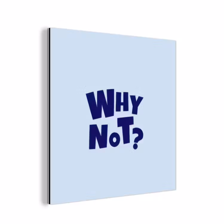 Why not - Blauw - Licht blauw - Quote aluminium wit klein -3d