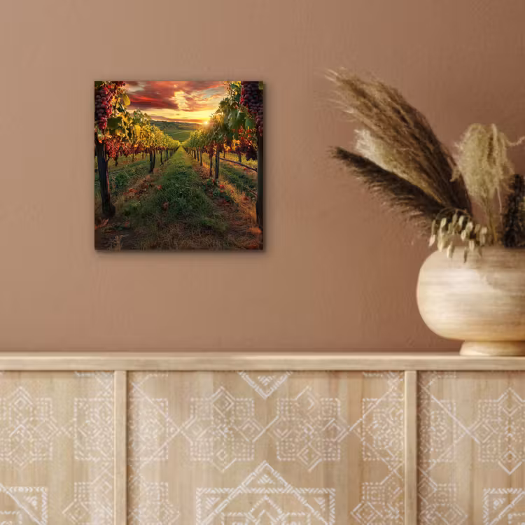 Wijngaard - Druiven - Zonsondergang aluminium wit klein -sfeer4