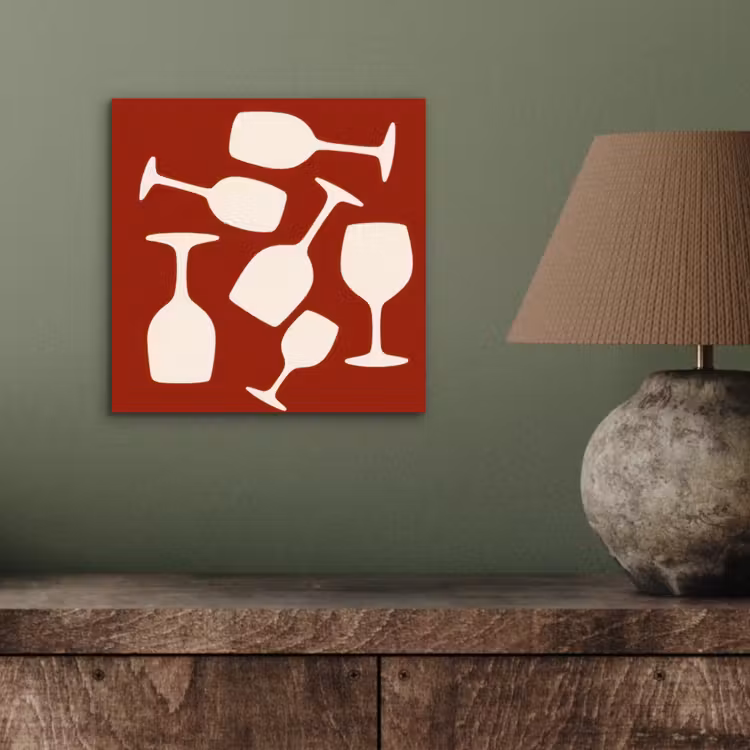 Wijnglazen - Silhouetten - Wit aluminium wit klein -sfeer2