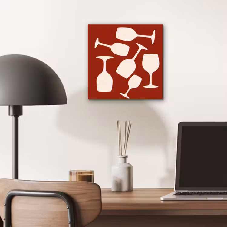 Wijnglazen - Silhouetten - Wit aluminium wit klein -sfeer5
