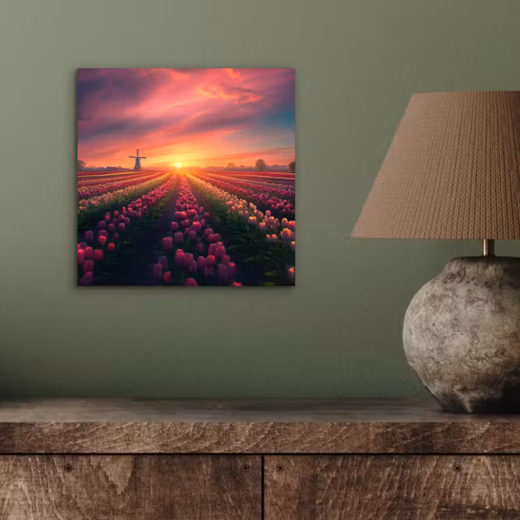Windmolen - Zonsondergang - Landschap aluminium wit klein -sfeer2