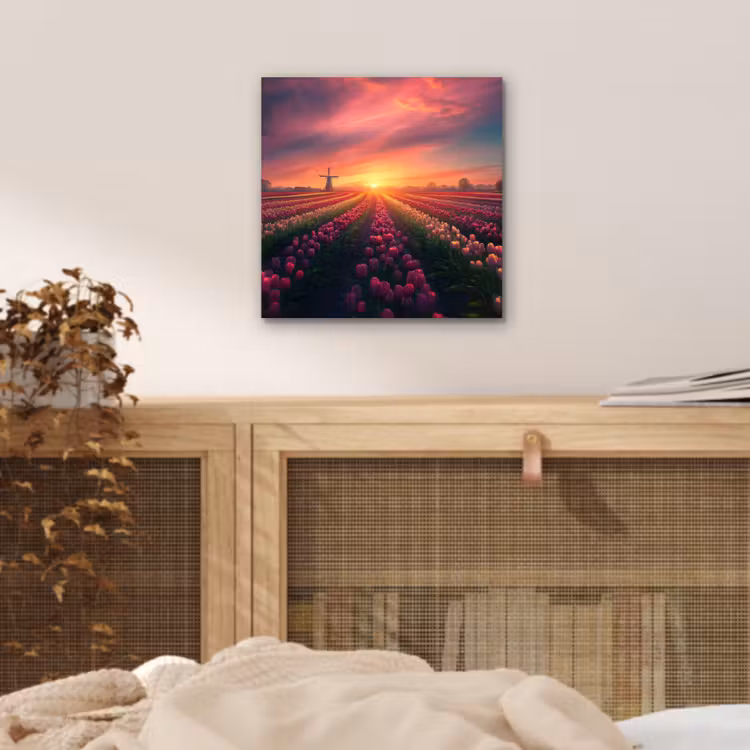 Windmolen - Zonsondergang - Landschap aluminium wit klein -sfeer3