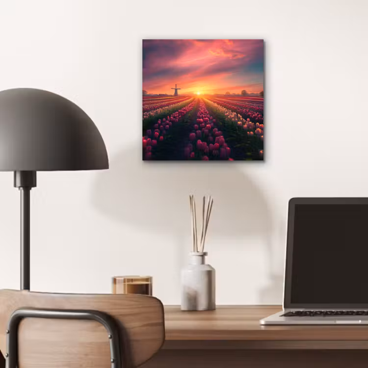 Windmolen - Zonsondergang - Landschap aluminium wit klein -sfeer5