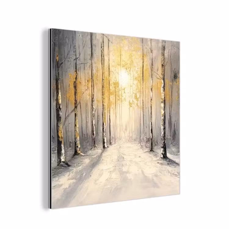 Winter - Abstract - Sneeuw - Natuur - Zon aluminium wit klein -3d