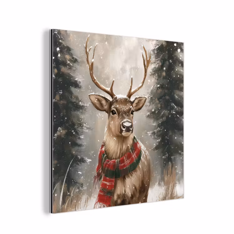 Winter - Bos - Rendier - Donker aluminium wit klein -3d