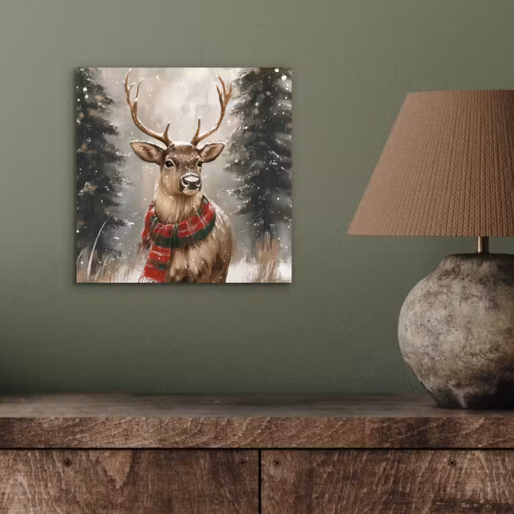 Winter - Bos - Rendier - Donker aluminium wit klein -sfeer2
