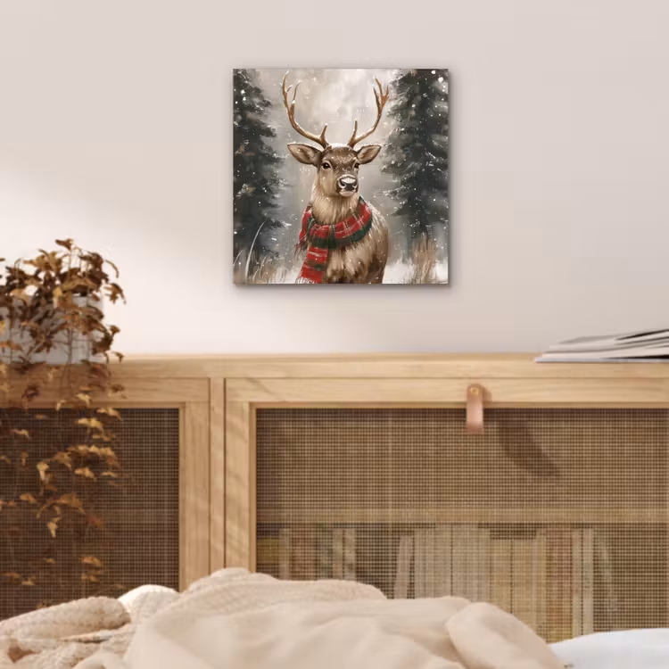 Winter - Bos - Rendier - Donker aluminium wit klein -sfeer3