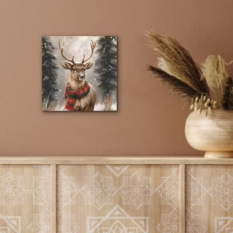 Winter - Bos - Rendier - Donker aluminium wit klein -sfeer4